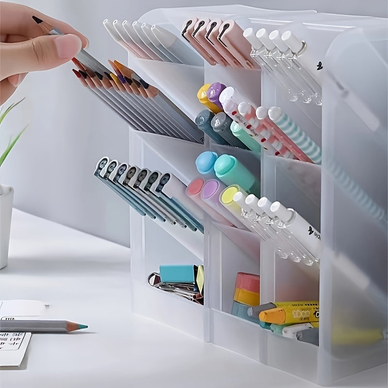360 Rotating Pen & Brush Holder Frosted Desktop Storage