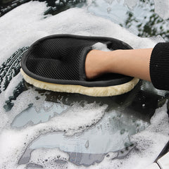 Car Cleaning Kit with Polishing Gloves and Coral Fleece Washing Tools