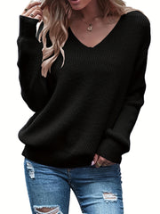 V Neck Long Sleeve Sweater Women's Clothing