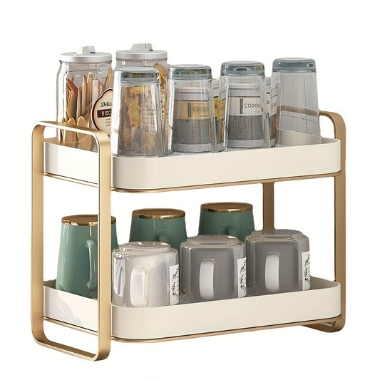 Desktop Storage Rack for Cups and Tea Ware with Drain Tray