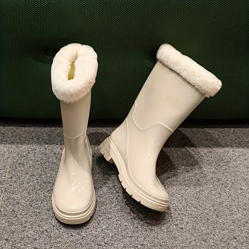 Women's Cremy Mid Calf Boots Fleece Liner Rain Boots