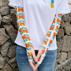 Extended Print Sleeves Sunproof Gloves Elastic Fingerless Long Gloves
