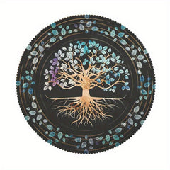 Round Polyster Table Cloth Tree Of Life Pattern Water Repellent Circle Table Cov