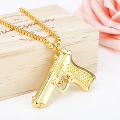 Hip Hop Pistol Gun Charm Pendant Necklace for Men