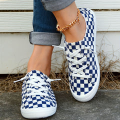 Women's Checkerboard Canvas Slip-On Shoes