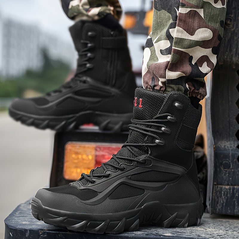 Men's Solid High Top Military Style Hiking Boots