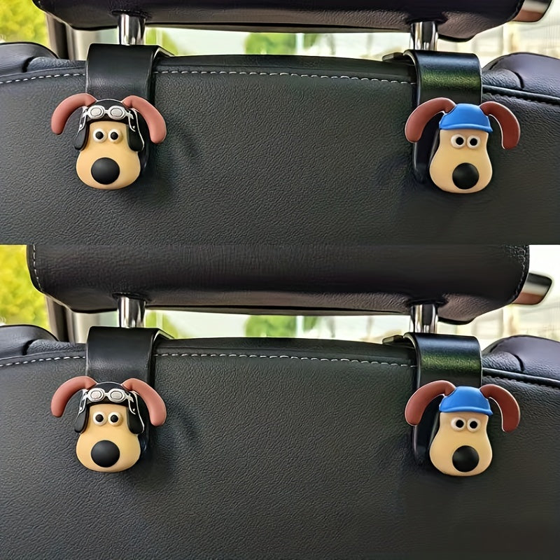 4pcs 3D Cartoon Puppy Car Hook Storage Hanger For Car Seat Back