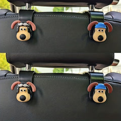 4pcs 3D Cartoon Puppy Car Hook Storage Hanger For Car Seat Back