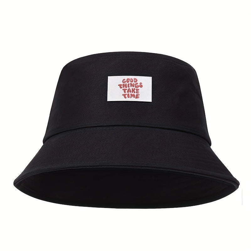 Bucket Hat GOOD THINGS TAKE TIME Print Solid Basin Hats Lightweight Beach Hat