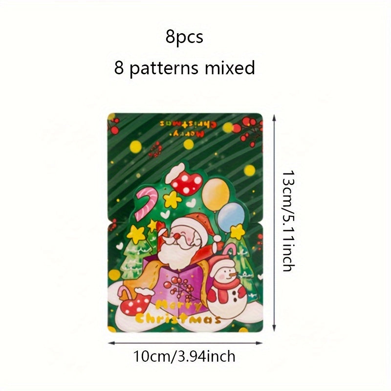 8pcs Cartoon Christmas Greeting Cards for Party Decoration