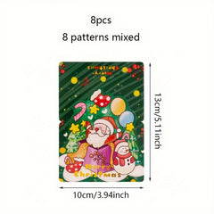 8pcs Cartoon Christmas Greeting Cards for Party Decoration