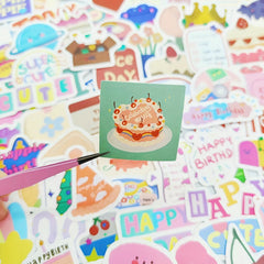 90pcs Cartoon Birthday Sticker Waterproof Stickers Pack DIY Party Decals