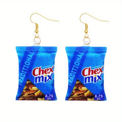 Chip Snack Bag Dangle Earrings Acrylic Jewelry Gift