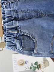 Kids' Denim Shorts with Distressed Finish