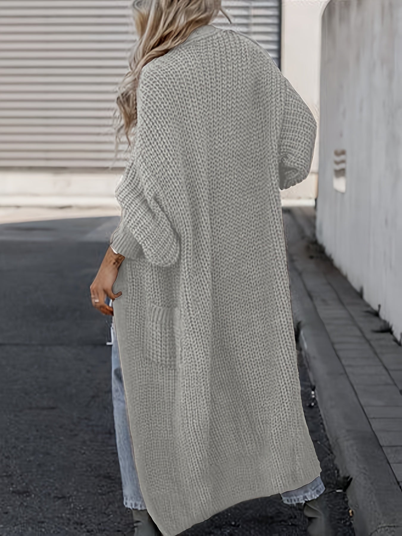  Solid Long Sleeve Open Front Cardigan With Pockets