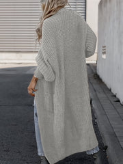  Solid Long Sleeve Open Front Cardigan With Pockets