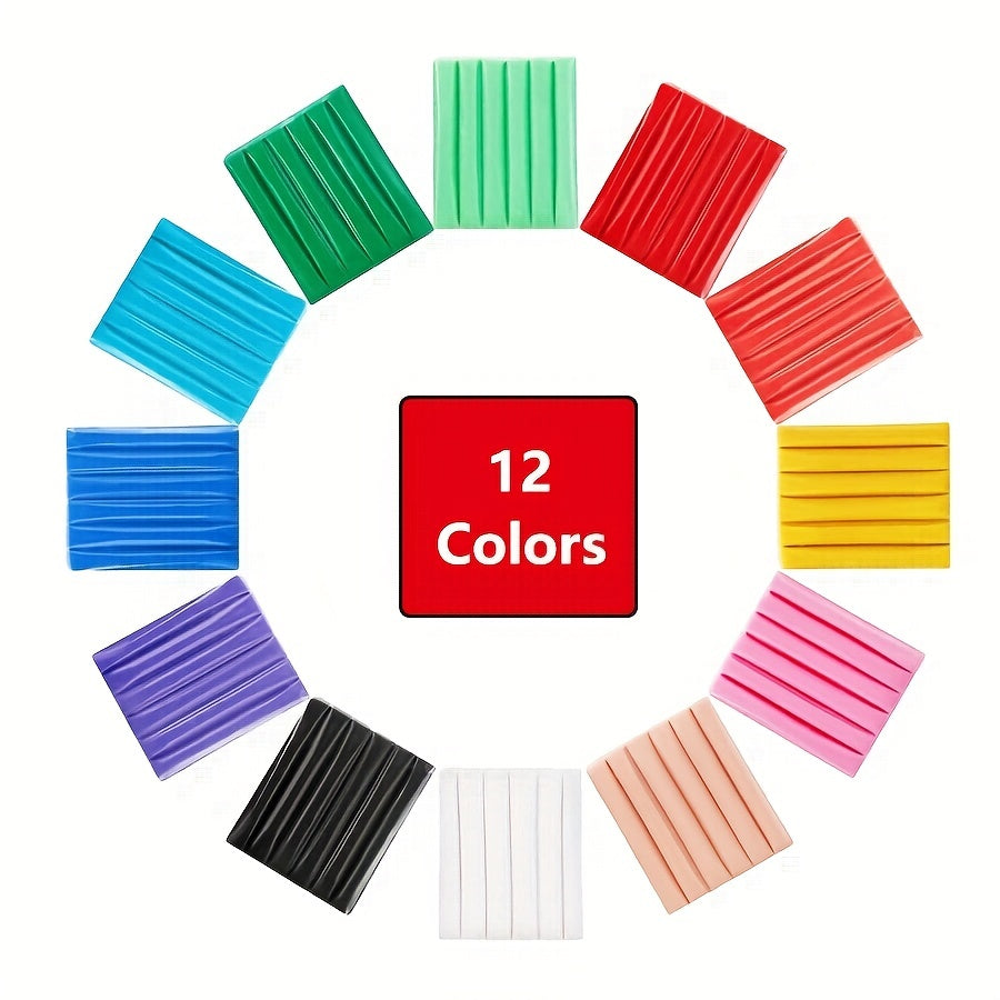 12 Colors Small Block Polymer Clay Starter Kit Non Toxic Molding