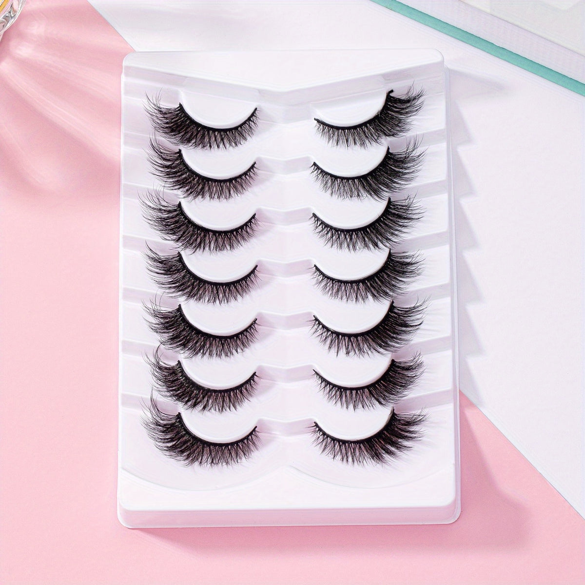 7 Pairs Faux Mink Hair Lashes Cat Eye Fluffy Soft Dramatic Eyelashes