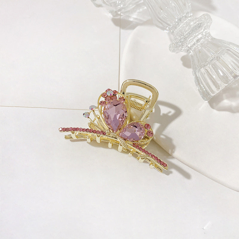 Rhinestone Butterfly Hair Claw Nonslip Ponytail Holder