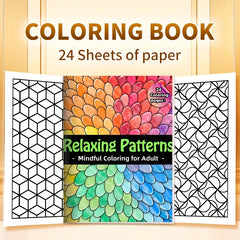 24 Page Adult Coloring Book Bold Geometric Patterns Smooth Cover Perfect Gift