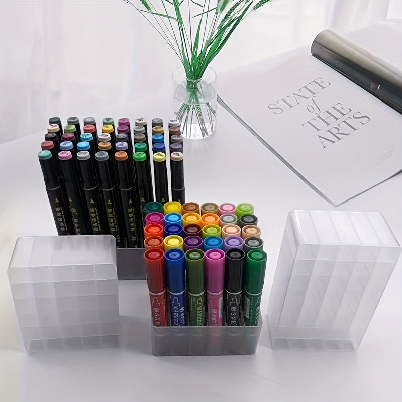 Marker Pen Storage Box Plastic Organizer 30 40 Grids Transparent Box