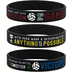 Sporty Silicone Volleyball Bracelet with Motivational Sayings