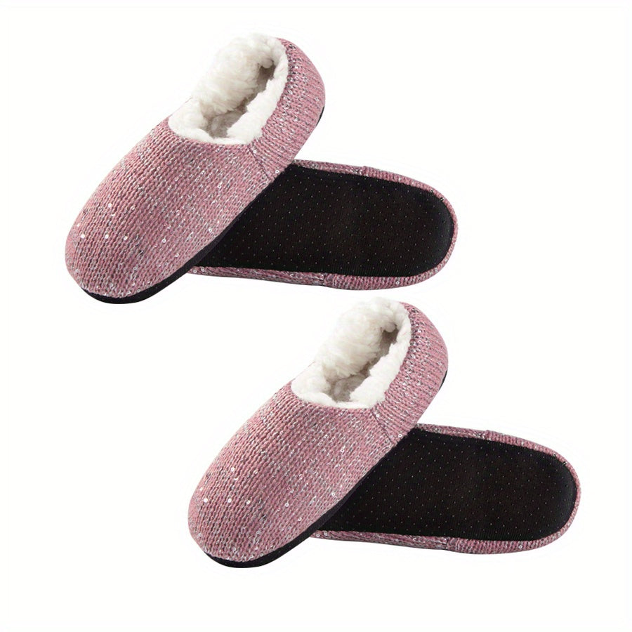 2 Pairs Plush Lined Floor Socks Soft & Warm Women's Stockings