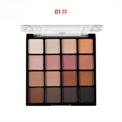 16-Color Matte & Shimmer Eyeshadow Palette - Waterproof Makeup