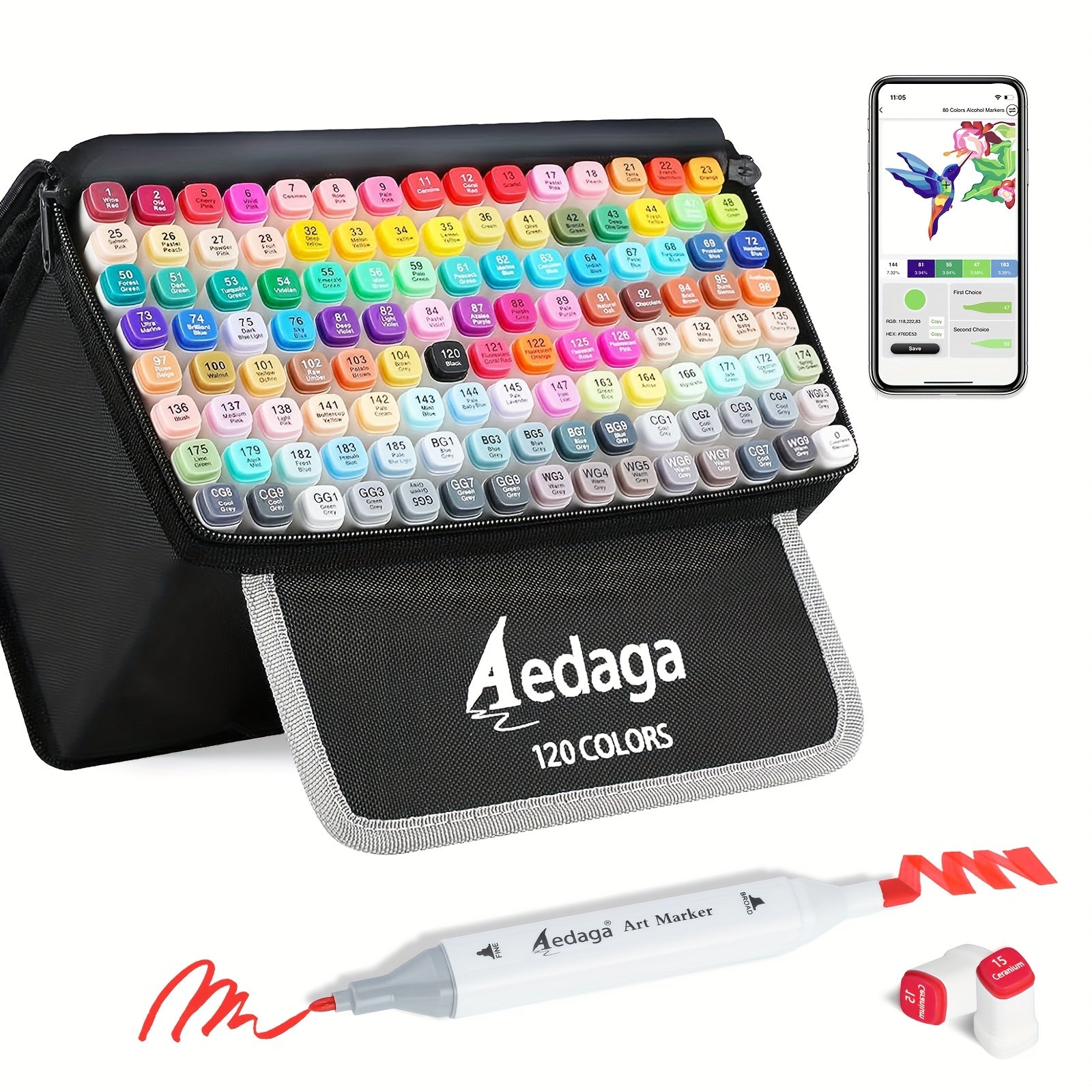 Alcohol Markers Dual Tip Art Markers with Kickstand Case