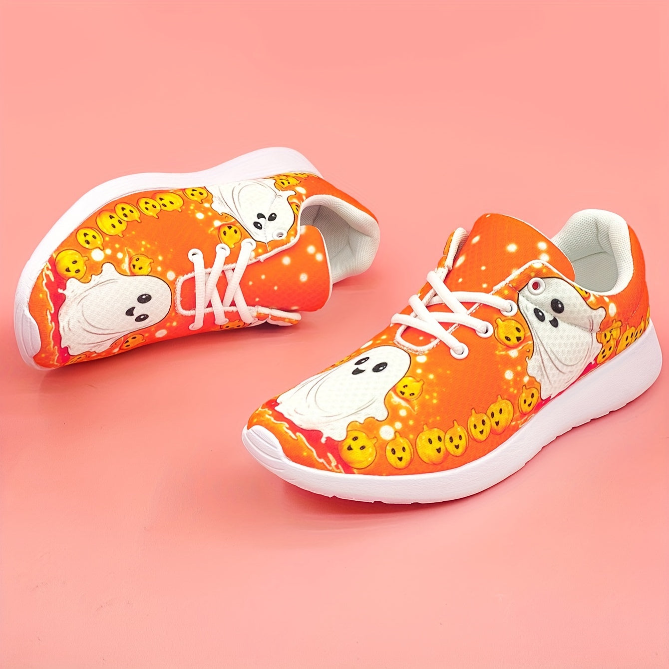 Halloween Pumpkin Ghost Print Sneakers