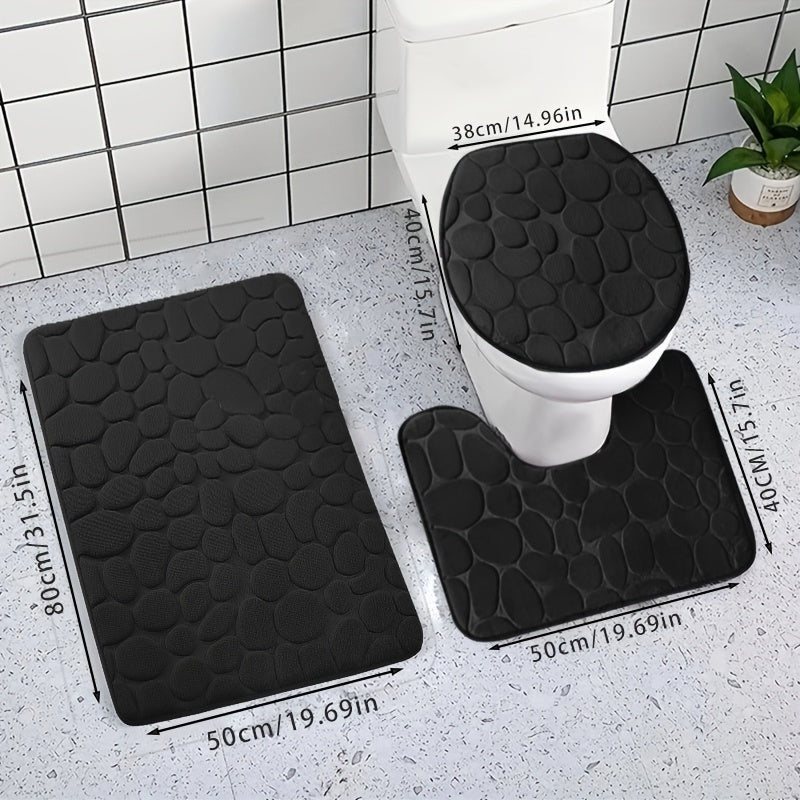Soft and Absorbent U Shaped Bathroom Rug Non Slip Toilet Mat