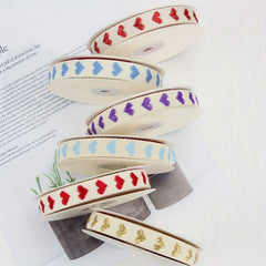 9m Embroidery Peach Heart Webbing Flower Gift Wrapping Cake Baking Packaging