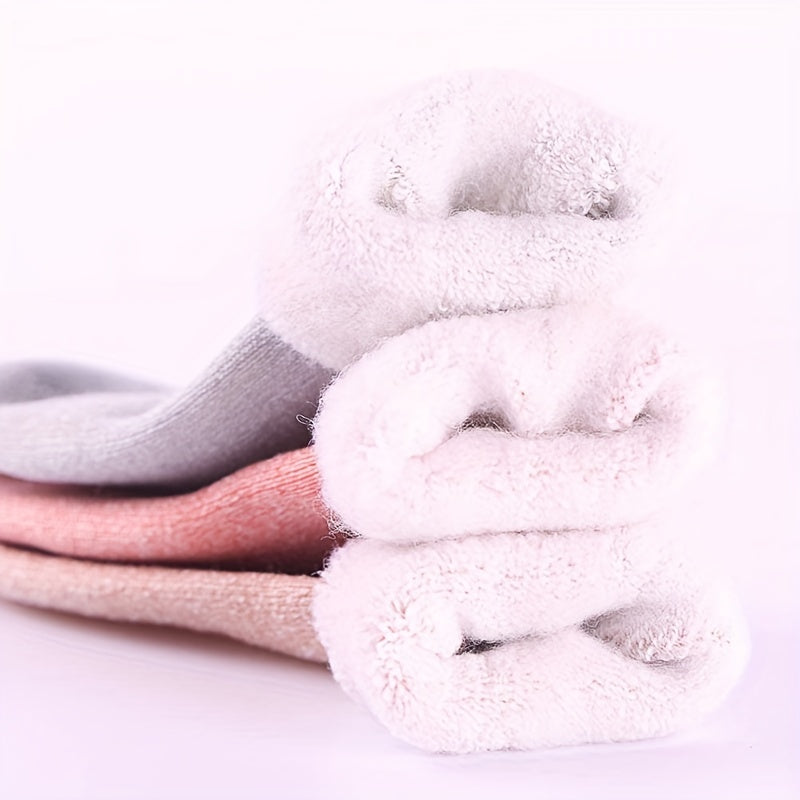 3 Pairs Letter Pattern Socks Thickened & Warm Mid Tube Women's Stockings