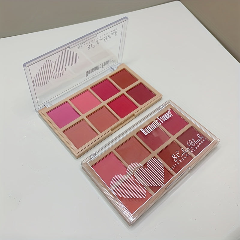 Romantic Flower 8 Blush Palette - Matte Finish, Waterproof & Sweatproof