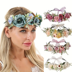 Flower Garland Hair Hoop Rose Flower Hawaii Headdress