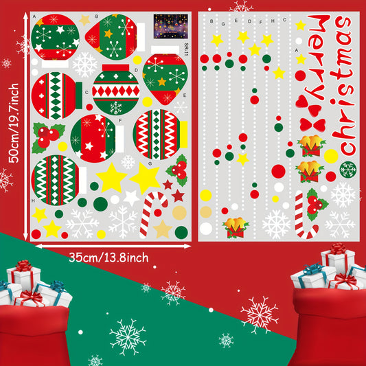 Christmas Window Clings with Snowflakes Ornaments Gift Pattern
