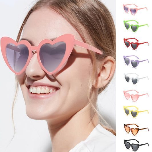 Heart Sunglasses For Women Cat Eye Glasses UV400 Colorful Frame Tined Lens