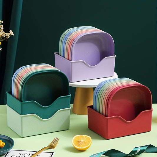 10pcs Reusable Plastic Fruit Dish With Base, Creative Candy Plate
