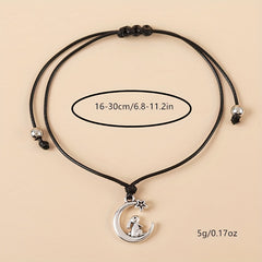 Rabbit Moon Braided Bracelet Adjustable Hand Jewelry Decor 1 Pc