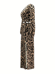 Leopard Print Two Piece Set Crop Top & Maxi Skirt Outfit