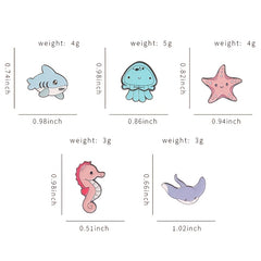 Creative Sea Animal Brooch, Set of 5