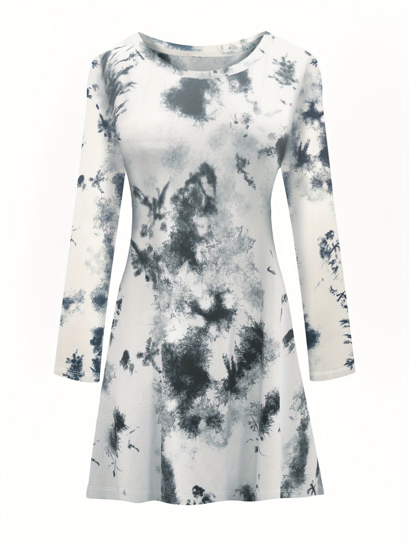  Tie Dye Long Sleeve Casual Dress