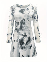  Tie Dye Long Sleeve Casual Dress