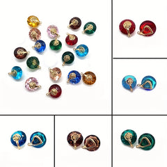 Natural Stone Faceted Crystal Pendant 14mm Round DIY Jewelry