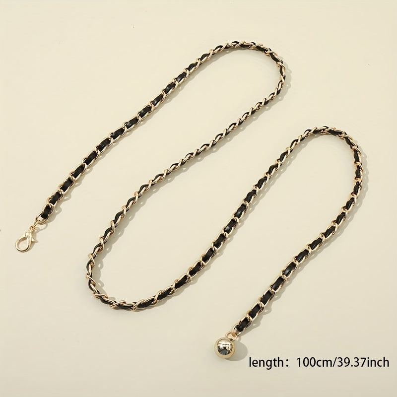 Adjustable Braided Waist Chain Ball Pendant Belly Chain Decorative Dress Girdle