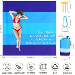 Waterproof Beach Blanket for 4-7 Adults Lightweight & Sandproof