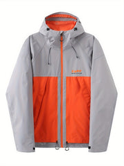 Men's Block Zipper Waterproof Hooded Snow Jacket Winter Coat