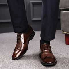Crocodile Print Leather Pointed Toe Dress Shoes