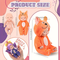 6pcs Realistic 4 Inch Youngsters Dolls Set with Pajamas