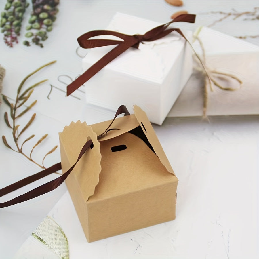 50pcs Wave Cowhide Carton Ribbon Bow Solid Hand